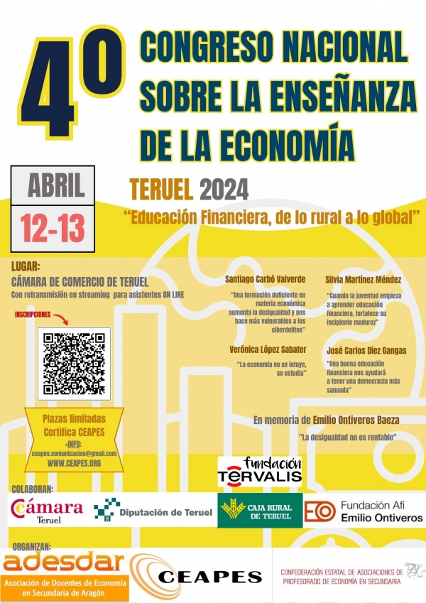4º Congrés Nacional sobre l’Ensenyament de l’Economia – TERUEL 12 i 13 de abril de 2024